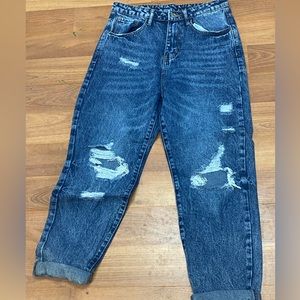 SHEIN Distressed High Waisted Cuffed Jeans Sz M